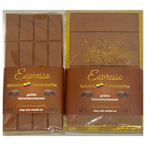 Gefüllte Vollmilchschokolade Espresso