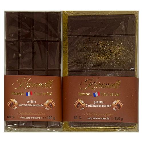 Gefüllte Zartbitterrschokolade Karamell Fleur de Sel