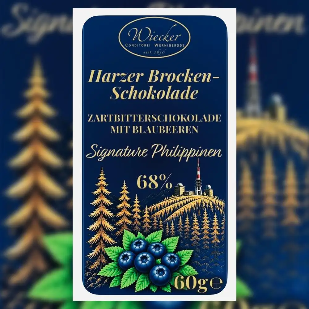 Harzer Brocken Schokolade – Zartbitterschokolade mit Blaubeeren